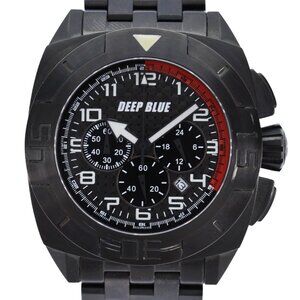 Men's 44mm Deep Blue Master Timer Carbon Fiber Chrono Black PVD Watch No. 013!
